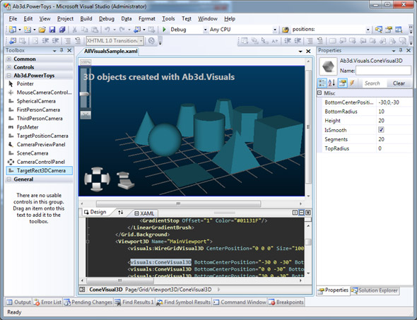 Ab3d.PowerToys - All 3D models in Visual Studio Designer